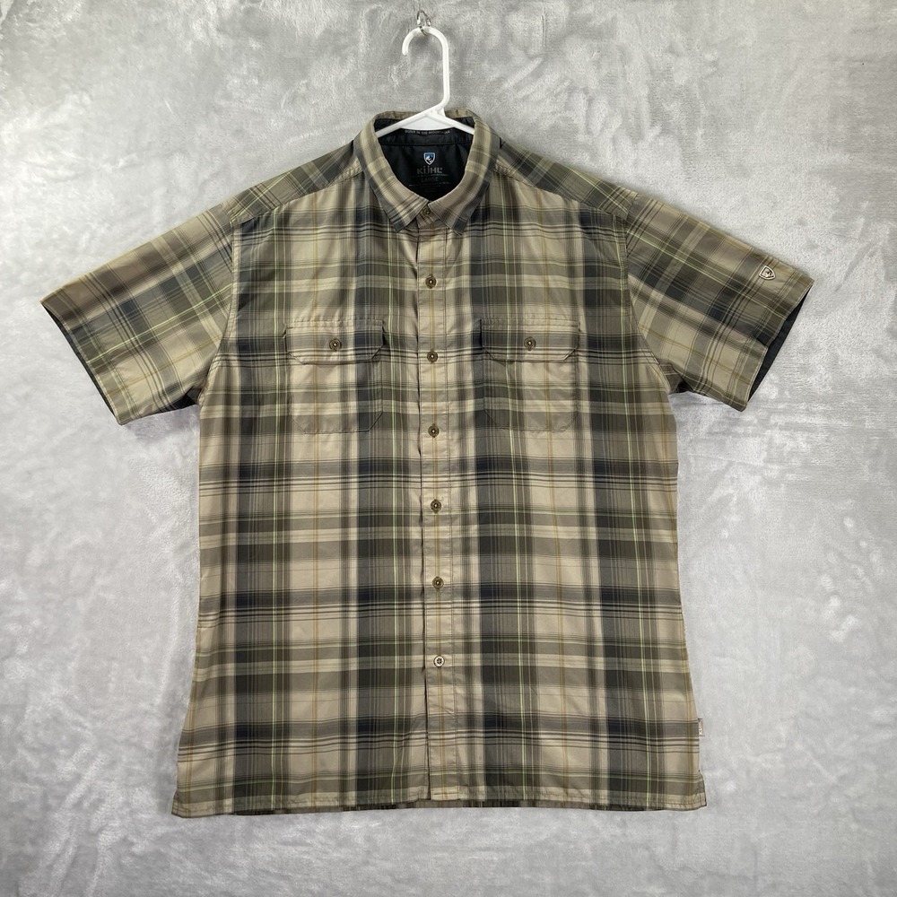 KUHL Shirt men's Large Button Down Response Short Sleeve Outdoor Modern Hiking